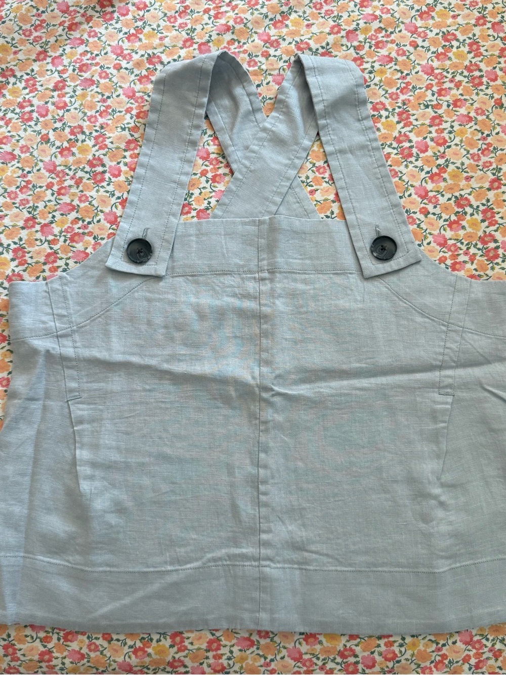 Everlane Light Blue 100% Linen Apron Top with Buttons Women’s 10